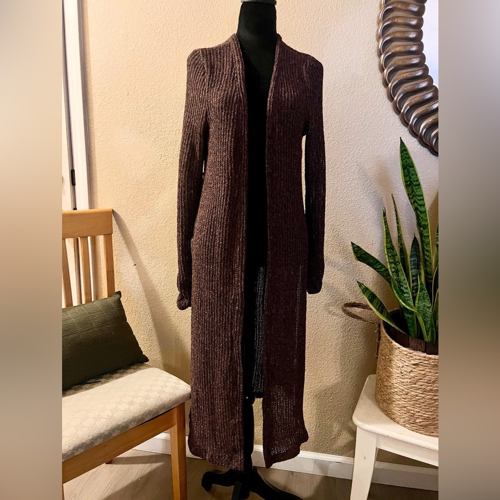 Women's Long Brown Sweater Cardigan